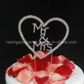 Mr &amp; Mrs Love Heart Cristal Single Heart Wedding Decoration Cake Topper